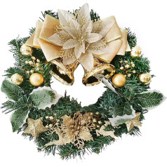 Bacucine Christmas Wreath Christmas Decorations Artificial Pine Garland with Bowknot Leaves for Home Festival Wall Tables Wedding Decor (30.5 cm)