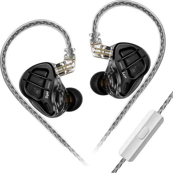 KZ ZAR HiFi In-Ear Monitors 1DD 7BA Hybrid Driver In-Ear Headphones IEM with Silver Plated Detachable Cable 2PIN for Musicians, Singers, Audiophiles (with Microphone)