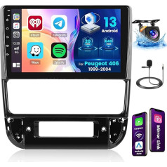 Ohradio 2G + 64G 2DIN Car Radio Android 13 for Peugeot 406 1999-2004 with 9 Pollici Toucshcreen, Car Radio with Wireless Carplay Android Car Radio FM/RDS BT GPS WiFi + Reversing Camera + Mic