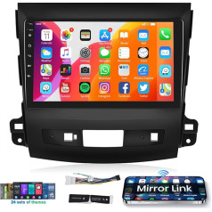 Hodozzy Android Car Radio for Mitsubishi Outlander 2/Peugeot 4007/Citroen C-Crosser, Bluetooth 9 Inch Touch Screen with 24 Themes/Navi/WiFi/RDS/Mirror Link/SWC/USB
