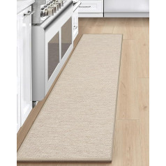LEKEEPGO Kitchen Rug Washable Non-Slip 43 x 200 cm Kitchen Runner Non-Slip Kitchen Rugs Washable Rug Runner Hallway Absorbent Carpet Runner for Kitchen, Hallway, Laundry Room, Beige