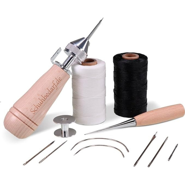 Professional Leather Sewing Set III Leather Sewing Awl Shoemaker and Saddler Leather Tool Hand Sewing Machine Sewing Thread Waxed Leather Needle Leather Repair Kit
