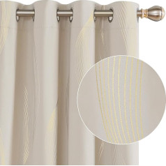 Deconovo Opaque curtains for bedroom, bedroom curtains with eyelets, 229 x 117 cm (Height x Width), Beige, Set of 2