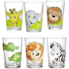 Ritzenhoff & Breker Children's Glasses Jungle Animals & Happy Zoo, Set of 6, 205 ml, Printed Children's Cups with Animal Motifs, Dishwasher Safe