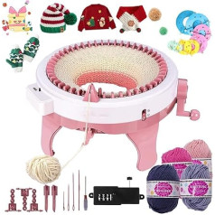 Knitting Machine 48 Needles, Smart Weaving Loom Knitting Machine, Knit Loom Machine, Smart Manual Rotating Kit with Row Counter, DIY Round Hand Knitting Set for Adults, Children, Socks, Hats, Scarves,