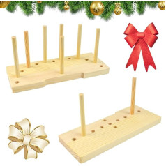 Corsehild Christmas Bow Maker for Ribbon, Wooden Ribbon Bow Maker Tool Double Sided Bow Maker Adjustable Bow Making Tool for Christmas Making