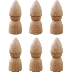 Healifty 6 Unfinished Wooden Figures Wooden Gnome Doll Unfinished Wooden Dolls Crafts Desk Ornaments Toys for Kids DIY Project Painting (Beige)
