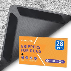 ZONGOOL Carpet Tape Reusable Washable Double Sided Non-Slip Hardwood Floor Carpet Stoppers for Carpets, Black, 28 Pieces