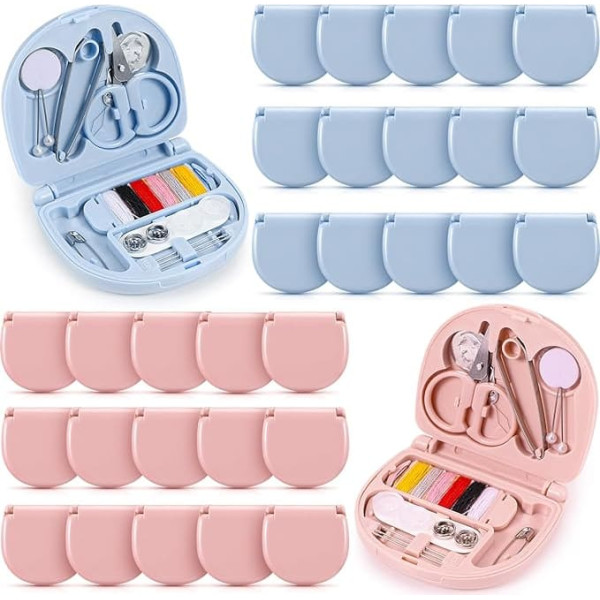 Yuxung 30 Pieces Mini Travel Sewing Kit, Portable Emergency Sewing Repair Kit in Bulk with Threads, Scissors, Hand Sewing Needles for Beginners, Travelers, Hotel, Charity, Homeless