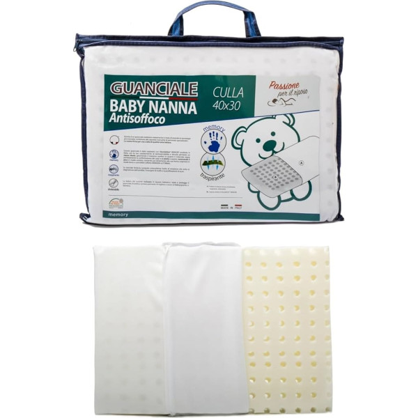 Baby Pillow (100% Memory Foam Made in Italy) - Baby Pillow Size 40 x 30 cm (Oeko-Tex® Certified) - Baby Pillow Ideal for Cot and Pram