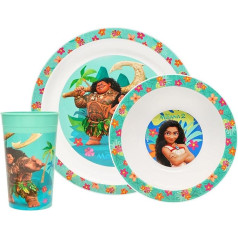 Disney Moana 2-Piece Kids Tableware Set by Disney Gear, Moana Disney Kids Plate and Bowl Sets with Kids Cup, Dishwasher and Microwave Safe, Disney Dinnerware Set, Plates and