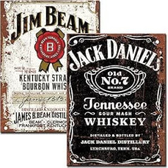 Set of 2 Bar Signs - Fixings Included, Bar Supplies for Home, Pub, Bundle or Outdoor Garden, Bar, Beer, Wall Sign, Metal Bar Signs for Home Bar, 20cmx15cm