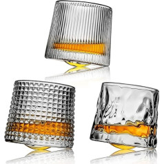 Webao Whisky Glasses, Set of 3, Old Fashioned Hand-Blown Crystal Whisky Glass, Premium Lead-Free Whisky Cup, Gift for Men for Scotch, Bourbon, Cognac and Cocktails, 160 ml (3-Piece)