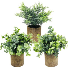 VINFUTUR Artificial Plants Eucalyptus in Pot Artificial Green Plants Home Office Living Room Balcony Table Decoration Pack of 3