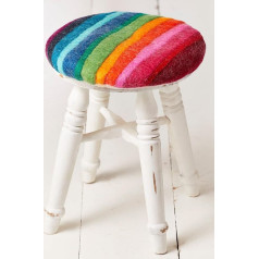 Second Nature Online - Pre-filled Rainbow Cushion Round Handmade 100% Wool 35 x 35 x 3 cm (Rainbow - Multi-Colour)