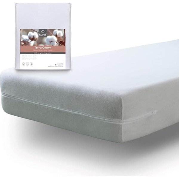 Tural - Elasticated mattress cover with zip. Towelling made from 100% cotton.