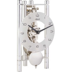 Hermle Skelett-Tischuhr mit eloxierten Aluminiumsäulen - Dreieck 23025-X40721, arabisches Zifferblatt Glas, Silber, Werk vernickelt, 19,5cm x 11cm x 9cm