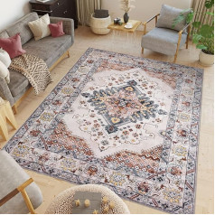 TALETA Washable Living Room Rug, Vintage Rug, Short Pile, Oriental Rug for Living Room, Bedroom, Kitchen, Dining Room, Large: 140 x 200 cm