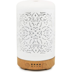 FGJGJ Essential Oil Diffusers Ultrasonic 100 ml White Ceramic Aromatherapy Diffuser with 4 Timers - Cool Mist Humidifier, 7 Colours LED Lights - Waterless Auto Shut Off for Home Office Set of 2