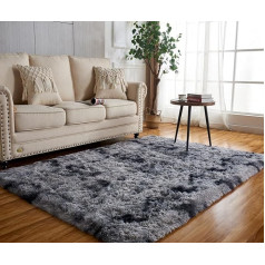 Achiiso High Pile Rug, Soft Fluffy, Non-Slip Washable Rug, Living Room Fluffy Large (Dark Grey, 140 x 200 cm)