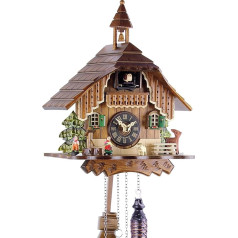 Black Forest Cuckoo Clock Real Wood Battery Operated with Quartz and Kuckuckruf - Range of Clocks Parking Eble - ENGSTLER - Schwarzwaldhaus 29 cm - 429 Q