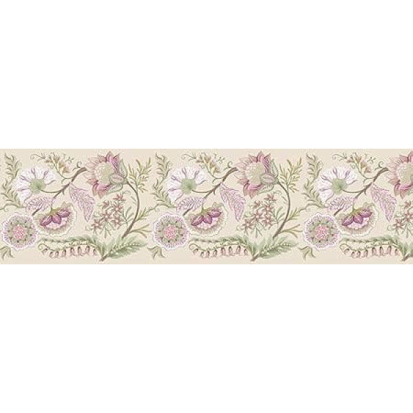 ANNA WAND Self-Adhesive Border for Children's Room – Wall Border Children's Room Baby Room 450 x 11.5 cm – Wallpaper Border as Wall Decoration Girls Boys Fine Flowers Beige/Purple/Green