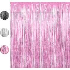 Rosa Vorhänge, Lametta-Vorhänge, rosa Geburtstagsdekorationen, rosa Partydekorationen, Folienvorhang, Lametta-Vorhang, Folien-Fransenvorhang, rosa Dekorationen, Glitzervorhang, rosa Hintergrund,