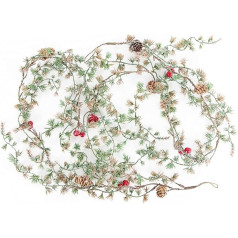 Logbuch-Verlag 2 Winter Garlands Decorative Christmas Pendant Green 106 cm – Christmas Garland Branches Cones Berries