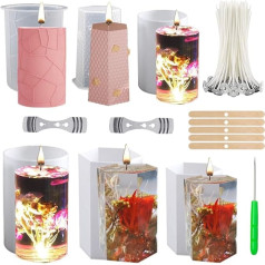 NICAVKIT 6 Pieces Silicone Candle Mould Kit, 3D Round Silicone Mould Candle Casting Moulds and Candle Wick Set, Cylinder Candle Moulds for Casting, Pillar Candles as Home Decorations, DIY Scented