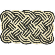 Relaxdays Black and White Coconut Knot Pattern Door Mat 75 x 45 cm Handmade Reversible Door Mat