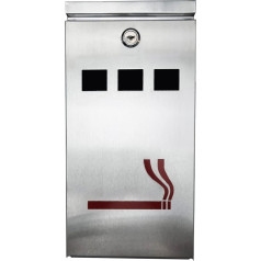 FURNISHED Silberfarbener Wandmontage für den Außenbereich mit Zigaretten-Aschenbecher aus Edelstahl, Metall, Silber