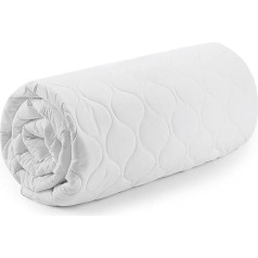 LivinEase Quilted Mattress Protector - Fitted Mattress Topper, Deep Pocket Mattress Cover, Stretchable up to 30 cm - Not Waterproof (White) (White, 183 x 200 + 30 cm)