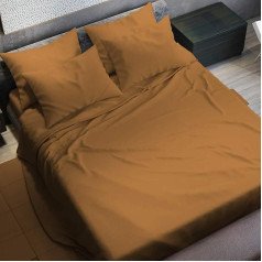 PETTI Artigiani Italiani - Bedding set for double bed, bronze, 100% cotton natural fibre, made in Italy.