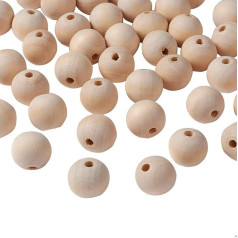 UR URLIFEHALL 500pcs 20mm Round Lead Free Natural Unfinished Wood Beads Spacer Beads Moccasins for Jewelry Making