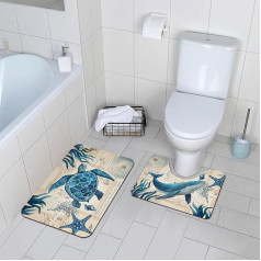 comfoyar Bath Mats, Pack of 2, Soft and Absorbent Bath Rugs, Non-Slip Quick-Drying Bath Mat, Washable Doormat for Bathroom, Bathtub, 40 x 60 cm + 50 x 40 cm, Submarine World