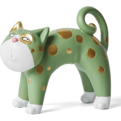 SEINHIJO Modern Sculpture Decor Cat Statue Figures Animal Gift Arts Living Room Art Polyresin Ornament Green 16 cm