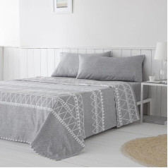 COTTON ARTean Navia Grey Duvet Cover Set for Bed 200 x 190/200 cm Microfibre Hypoallergenic Includes Flat Sheet + 2 Pillowcases + Fitted Sheet for 200 cm Bed