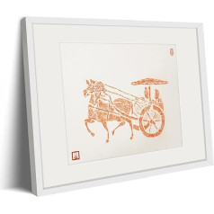 XM-GENYUE Carriage Wall Art Framed 57 x 42 cm Ideal for Office, Bedroom or Living Room Wall Decor