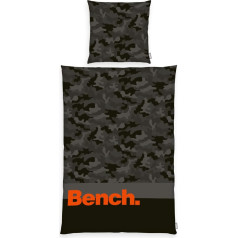 Bench Nature Inspired 4412607050 Bed Linen Set, Pillowcase Approx. 80 x 80 cm, Duvet Cover Approx. 135 x 200 cm, with Smooth Brand Zip, 100 % Cotton, Colour: Grey Camouflage Pattern