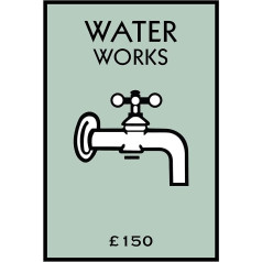 Water Works Monopoly Style Bathroom Print Wall Art Kitchen Poster New Home Decor Wall Art Gallery Wall A4 A3 A2 Personalised Gift Housewarming New Home (Sage Green, A3 Unframed)