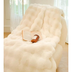 Tospass Cuddly Blanket Beige Rabbit Blanket Warm Sherpa Blanket Fluffy Soft Thick Sofa Blanket Bedspread Double Face Blanket - 180 x 200 cm
