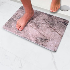 Pure 4Home Pebble Bath Mat | 60 cm x 39 cm with Sandpaper and Rug | Diatomite Bath Mat | Marble Effect Bath Mat (Stone Grey