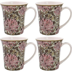 Lesser & Pavey 4 Pack British Design Ceramic Coffee Mugs for Home or Work Large Cups for Hot Drinks Tea Coffee Cups (Honeysuckle)