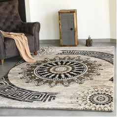 VIMODA Rug, Living Room Classic Short Pile Oriental Design Rug, Vintage Mandala Pattern, Dark Brown / Beige, Dimensions: 80 x 150 cm