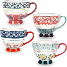 superyes Large Coffee Mugs Set of 4 Coffee Cups Set for Tea, Milk, Latte, Cappuccino, Cereal, Hot Chocolate, Soup Gift (Red, Green, Black, Blue, 12 oz)