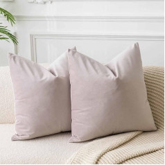 JUSPURBET Champagne Velvet Cushion Covers 55 cm x 55 cm Set of 2 for Living Room Couch Sofa Bedroom Decorative Square Solid Soft Cushion Covers with Invisible Zip