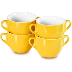 24oz Warm Yellow Bowls with Double Handles for Soup or French Onion, Chili, Stew, Oatmeal, Ramen, Rice, Salad, Dessert, Pot Pies, Lead Free, Cadmium Free and Microwave Safe