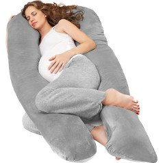 Nuliie Pregnancy Pillow & Side Sleeper Pillow U Shape with Washable Cover, Super Comfortable Pillow to Support Back, Hips and Legs for Pregnant Women (Grey)