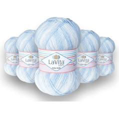 LaVita Yarn Baby BATIK 5 Balls of Hand Knitting Wool, 100% Acrylic, 1 Ball of 100 g, 220 m (BY04)