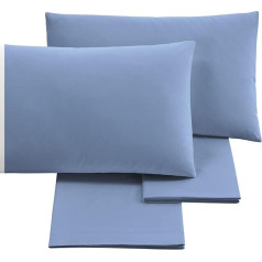 PURALUNA Single Duvet Cover Set, Cotton, Made in Italy, Light Blue, Single